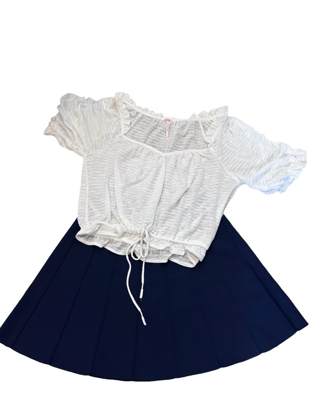 BCBGMaxAzria Navy Pleated Circle Skirt M